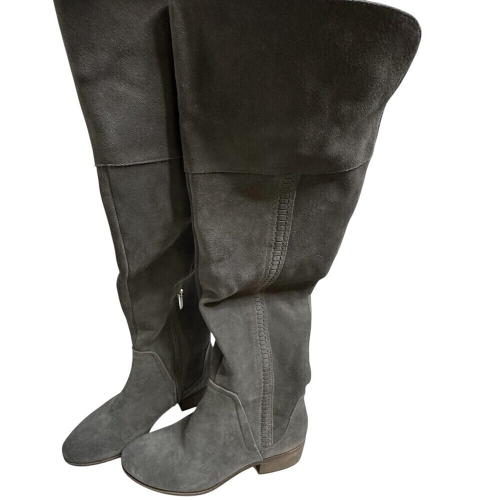 Vince Camuto Kochelda Suede Over The Knee Boots Womens 8.5 Gray Flat Zip Riding - Picture 3 of 7